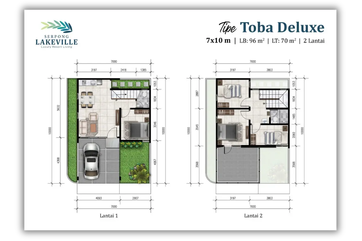Floorplan rumah Tipe Toba Deluxe di Serpong Lakeville