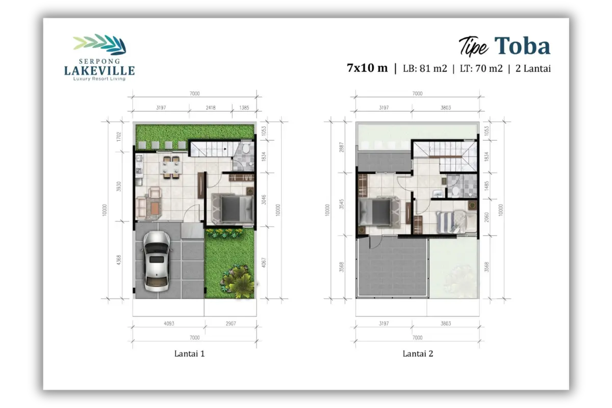 Floorplan rumah Tipe Toba Standard di Perumahan Serpong Lakeville