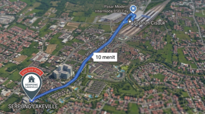 Jarak Serpong Lakeville ke Stasiun Cisauk